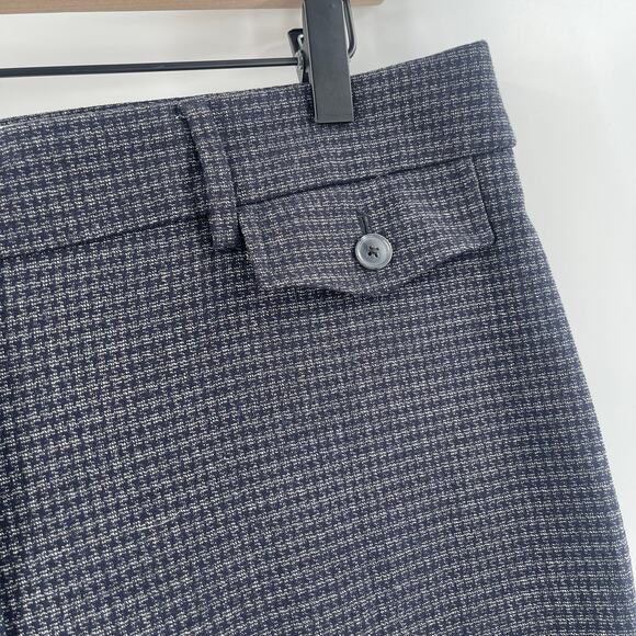 LOFT ANN TAYLOR Pants Size 12 High Waist Curvy Trouser Navy Houndstooth Stretch - Picture 7 of 15
